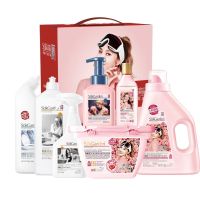 蔬果园 洗衣液礼盒套装 蔬果园天然玫瑰香氛七件套(洗衣凝珠+洗衣液+洁厕剂+果蔬餐具净+油污净+内衣洗衣液+洗手液)