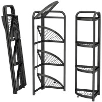茶花 免安装折叠置物架卫生间落地储物架免打孔浴室厕所转角 四层(计价单位:件)黑色