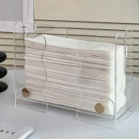 亮电 日式台面擦手纸盒 擦手纸收纳盒亚克力酒店纸巾盒家用台式 水波纹擦手纸盒(计价单位:个)