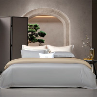 莱生活 灵韵100S全棉贡缎四件套 (砂岩灰拼赤金)