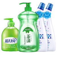 茶清天然绿茶洗洁精1kg+卫诺沁香花园香氛洁厕液500g*2+抑菌洗手液500g