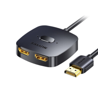 山泽HDMI一拖二双向切换器二进一出4K60Hz一进二高清1分2出笔记本电脑主机共享显示器电视分屏DHV-300