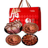 杨大爷 烟熏特产腊味组合(后腿300g+黑猪香肠400g+腊肉500g+麻辣香肠500g) 一个包裹发货