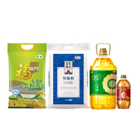 福临门 米面油组合(香米5KG+精粉5kg+玉米油 5L+花生油400ml)一个包裹发货