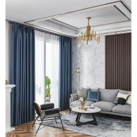汉司家纺 HANSI-CL05 双面麻遮光帘 1M*2.7M 窗帘 (个) 蓝色