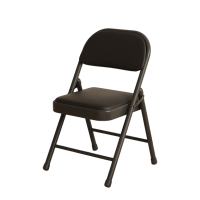 匹牧 折叠椅子家用学习凳子电脑椅办公会议靠背椅 加强底座双层海绵/PU皮+黑架 (计价单位:把) 黑色