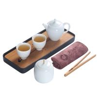 大润窑(DA RUN YAO)日系简约影青茶壶7件套 白色.