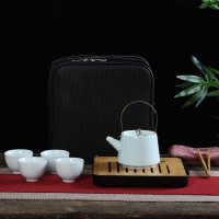 大润窑(DA RUN YAO)相约旅行提梁8件套功夫茶具套装 白色.