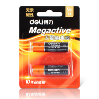 得力(deli) 18500 电池干电池5号碱性蓄电池玩具10粒AAA无汞环保 两粒/卡