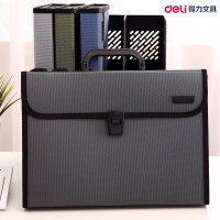 得力deli5555 12格 A4风琴包 捆边手提式文件包 夹 事务包硬手提颜色随机(单个) 269*330*40mm