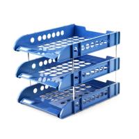 齐心(COMIX) B2133 三层 办公必备耐用文件盘 一个价格10个起订 蓝