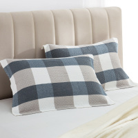 洁丽雅(Grace)毛巾家纺 绅士格子纯棉提花加厚吸汗大枕巾 两条装 绿色 145g/条 80*50cm