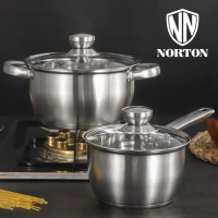 诺顿(NORTON) 4HJY002-2 家悦_经典套装不锈钢加厚复底带盖锅具汤锅22CM+奶锅18CM单套价