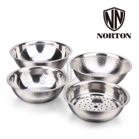 诺顿(NORTON) 5GCB005B 厨宝全能套装B 家用汤盆沙拉碗不锈钢套装5件套洗米筛洗菜盆打蛋和面盆漏盆 单套装