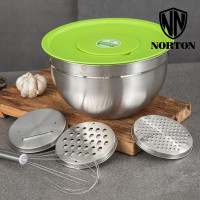 诺顿(NORTON) 5GZQ008智巧多功能组合碗家用不锈钢搅拌器打蛋器沙拉碗洗菜盆和面盆加厚淘洗米筛蔬果刨厨房套装