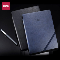 得力(deli) 22215 皮面本PU材质25K商务记事本带笔插斜绑带笔记本 黑棕深蓝随机 1本价格