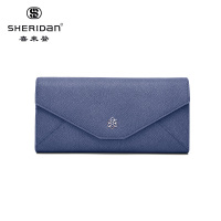 喜来登(XILAIDENG)NL180433S 女长夹 十字纹牛皮暗扣 19*10*3.5cm 0.15kg 蓝色单个装