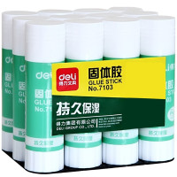 得力(deli) 7103Z 固体胶 白色36g/支 固体胶棒手工课胶水办公用品 12支/盒 1盒价格