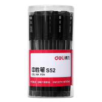 得力(deli) S52 中性笔碳素笔水笔签字笔办公文具批发书写笔 0.5mm半针管黑色 30支/筒 单筒价格