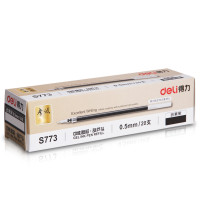 得力(deli) S773 中性笔芯 水笔替换 0.5 黑色葫芦头笔芯 20支/盒 黑色 单盒价格