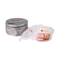 乐扣乐扣(Lock&Lock) LLG904FU 耐热玻璃保鲜盒提袋组合 圆形提袋+大圆形保鲜盒+餐匙 单套装