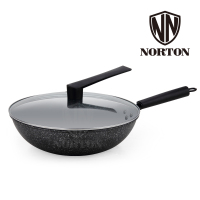 诺顿(NORTON) 1JJW032 炒锅系列 聚味麦饭石煎炒锅 精铁+麦饭石 2220G 32CM 1套价格