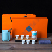 大润窑(DA RUN YAO) YX039 经纬千里江山居家蒲公英套盒 茶壶180ml 茶杯20ml*6 茶盘 单套装