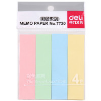 得力(deli) 记事贴便利贴标签纸便签纸强黏性可反复粘撕 7730(76*19mm四格) 一包装