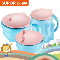 苏泊尔(SUPOR) TK1949E-2 婴儿注水保温碗 吸盘碗宝宝防摔碗316L不锈钢可拆卸辅食碗勺套装 五件套道奇蓝