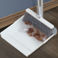 宝家洁(BOOMJOY) 扫把扫帚簸箕套装 不锈钢家用懒人扫地扫头发软毛笤帚畚箕