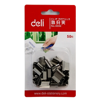 得力(deli) 8592 金属办公装订推夹器补充夹子 装订器补充夹订书文件夹子装订机备用夹 (50枚/卡)