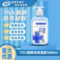 安鲨 免洗手便携酒精消毒凝胶速干型 儿童学生家用杀菌消毒液 车载居家办公学校适用 75%酒精免洗手凝胶[500mL]