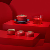 万仟堂(EDENUS) 事事如意·盖碗 旅行茶具 快客杯 陶瓷一壶一杯 旅行茶具套装 便携包 珠漆釉 单套