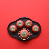 万仟堂(EDENUS) 事事如意·成套茶具 整套茶具 陶瓷功夫茶具+茶盘+茶壶+茶杯 珠漆釉 单套价