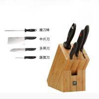 双立人 ZW-K16 TWIN Point 插刀架五件套刀具套装 中片刀多用刀蔬菜刀磨刀棒竹制插刀架