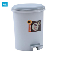 茶花(CHAHUA) 垃圾桶家用厨房大号脚踏式带盖脚踩厕所卫生间客厅卧室拉圾筒纸篓 圆形脚踏+带内筒+10升灰色