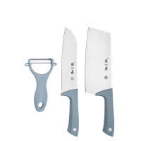张小泉 D40440100 摩捷•优雅蓝三件套 家用厨房切菜刀切肉刀小厨刀水果刀不锈钢刀