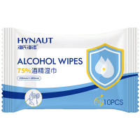 海氏海诺 75%酒精湿巾一次性消毒酒精棉片大号单片独立包装18*15cm便携小包装KM 酒精湿巾便携小包10片/包