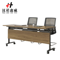 汉诺鑫威折叠培训桌简约双人桌子带轮双层会议桌长1800mm宽500mm高750mm常规款