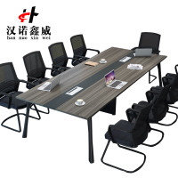 汉诺鑫威会议桌长桌简易桌工作桌马蹄桌椅组合2.4米会议桌+8椅常规款