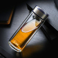 希诺(HEENOOR) XN-6712 玻璃杯双层男士商务办公茶杯泡茶水杯子 360ml