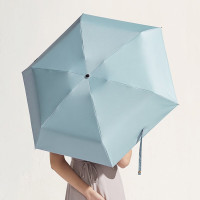 蕉下太阳伞雨伞户外伞女折叠伞晴雨两用口袋系列五折伞 静谧蓝