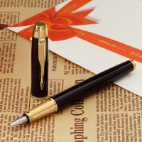 派克(PARKER) IM系列 纯黑丽雅金夹墨水笔/钢笔 男女士时尚商务办公用品学生0.5mm笔尖 金夹 黑色