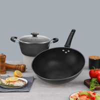 张小泉 精铁雪波纹锅具二件套 炒锅 汤锅家庭厨房用具C35422000