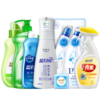 蓝月亮家庭清洁套装:浓缩洗衣液3件套+柔顺剂1kg+洁厕液500g×2+洗手液255g+洗洁精1kg+油污克星500g