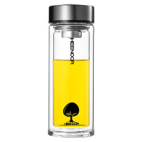 希诺(HEENOOR)玻璃杯双层男女士商务办公室泡茶杯便携过滤水杯子XN-6701 265ml