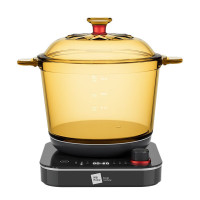 米技 电煮锅 多功能玻璃锅 提锅记忆一锅多用 ECE-GS30 琥珀色