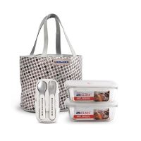 乐扣乐扣(Lock&Lock) LLG905FU 耐热玻璃保 鲜盒悦活提袋套装 大提袋+两入长方形保鲜盒+餐具组 jh