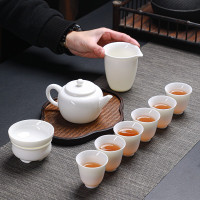 拓牌 10头亮光羊脂玉瓷 茶壶顺心杯套装 TP058 jh