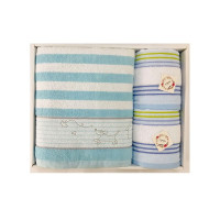 金号 纯棉毛巾浴巾套盒 毛巾2条+浴巾1条 颜色随机 ZL1702